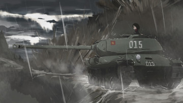 обоя аниме, girls und panzer, взгляд, фон, девушка