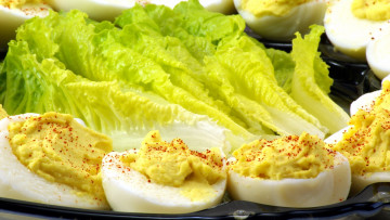 Картинка еда Яичные+блюда салат листья яйца фаршированныя закуска