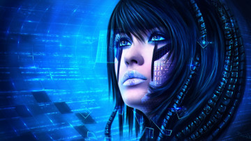 Картинка фэнтези роботы +киборги +механизмы технологии взгляд лицо девушка sci-fi арт фантастика