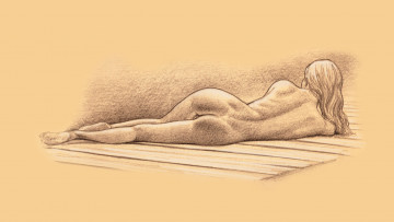 Картинка рисованное люди лежак скетч фон девушка
