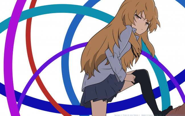 Обои картинки фото аниме, toradora, девушка, взгляд, фон