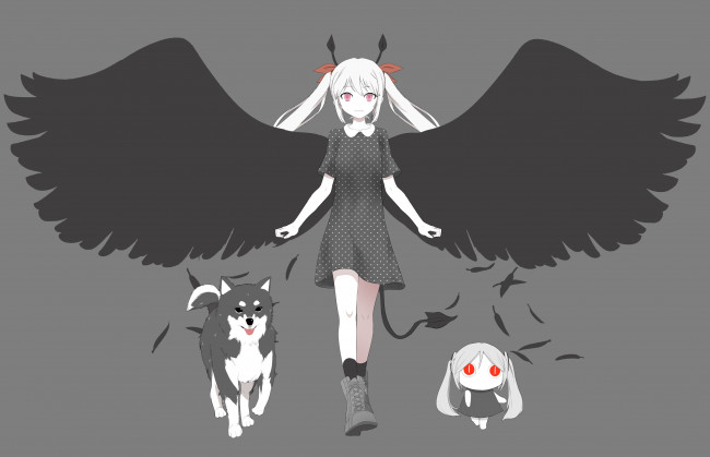Обои картинки фото аниме, vocaloid, девочка, крылья