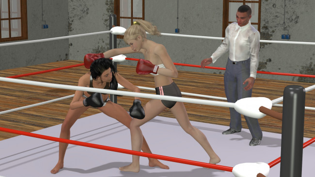 Обои картинки фото 3д графика, спорт , sport, бокс, фон, ринг, взгляд, девушки