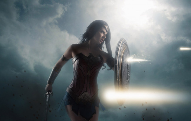 Обои картинки фото 3д графика, фантазия , fantasy, wonder, woman, sword, shield, film, brunette, cinema, ken, movie, cosplay, armor, blade, warrior, dc, comics, diana, strong, gauntlet, themyscira