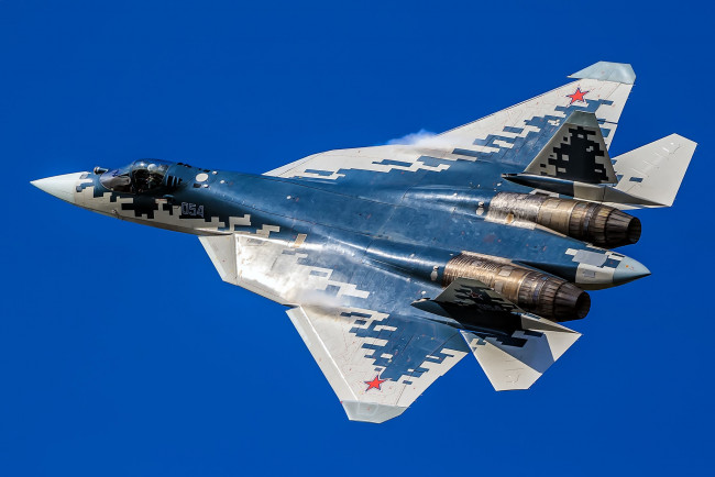Обои картинки фото su-57, авиация, боевые самолёты, ввс, россия