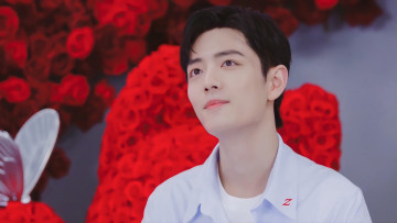 обоя мужчины, xiao zhan, актер, розы, бабочка, презентация