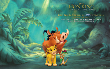 обоя the, lion, king, 3d, мультфильмы, simba, симба, пумба, тимон, pumbaa, timon