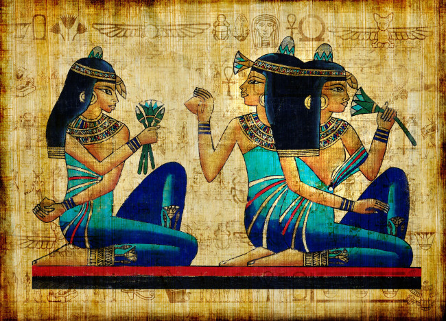 Обои картинки фото рисованные, люди, фреска, египет, фараон
