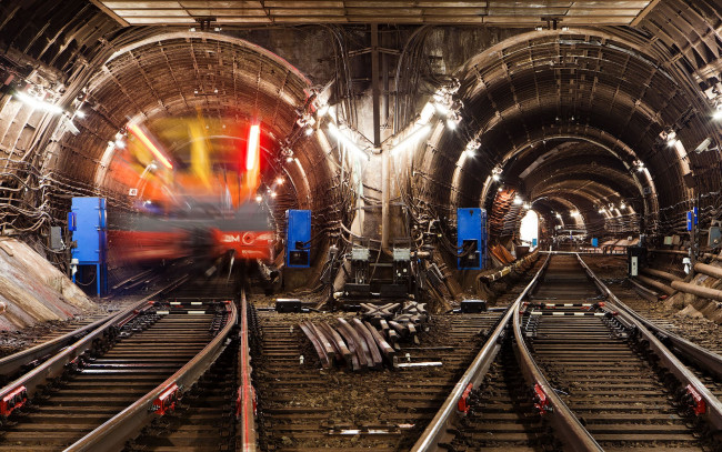 Обои картинки фото train, техника, метро, тоннели, путии, поезд, метрополитен, россия