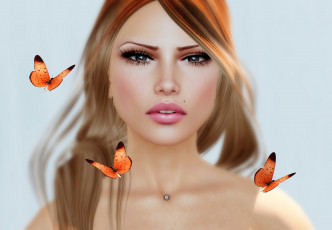 Картинка 3д графика portraits портрет бабочки лицо