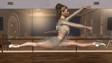 Картинка 3д+графика люди+ people зеркала взгляд балерина