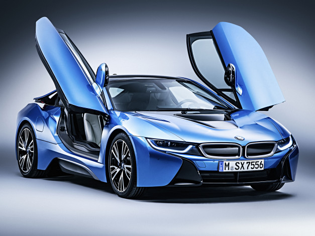 Обои картинки фото автомобили, bmw, impulse, pure, i8, 2014г, синий, package