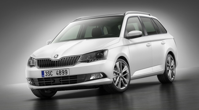 Обои картинки фото автомобили, skoda, светлый, 2015г, combi, fabia