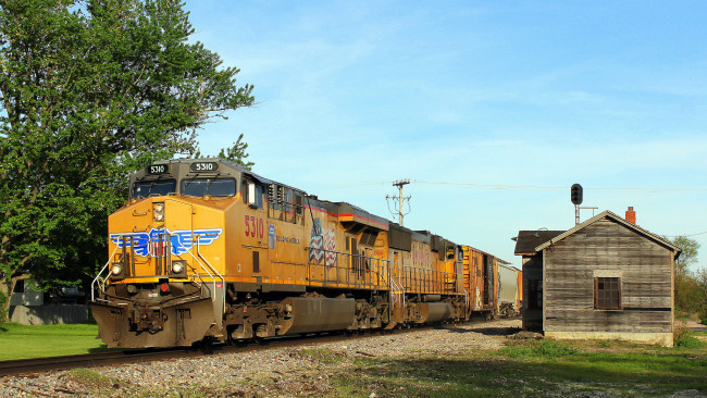 Обои картинки фото техника, поезда, состав, железная, локомотив, рельсы, дорога