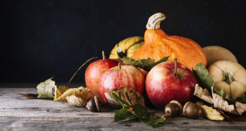 Картинка еда фрукты+и+овощи+вместе осень листья плоды яблоко тыква