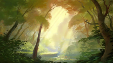 Картинка рисованное природа деревья растения луч
