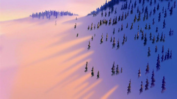 Картинка рисованное природа деревья снег