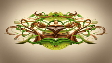 Картинка 3д графика abstract абстракции desktopography сплетение клубок зелень трубки