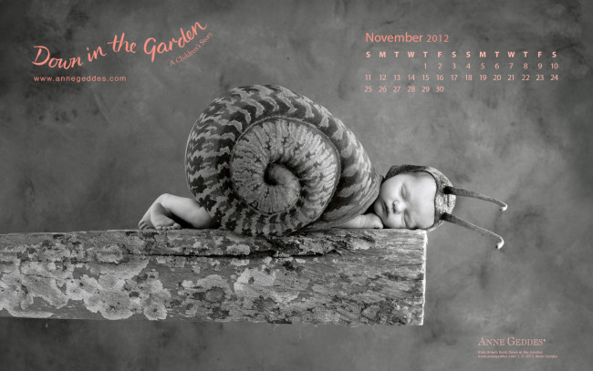 Обои картинки фото календари, дети, ноябрь, улитка