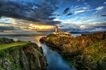 Картинка природа маяки океан побережье скалы горизонт маяк тучи