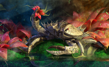 Картинка 3д графика fantasy фантазия цветы краб вода balazs papay balazs+papay