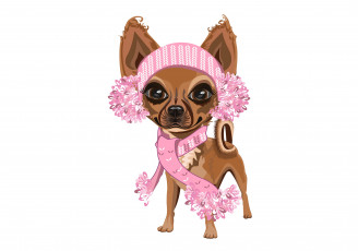 Картинка векторная+графика животные+ animals девочка собачка белый фон розовый шарф