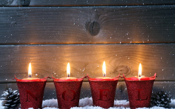 обоя праздничные, новогодние свечи, надпись, огоньки, свечи, шишки