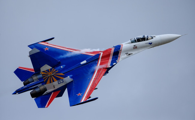 Обои картинки фото su-27 russian knights, авиация, боевые самолёты, истребитель