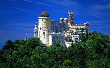 обоя города, дворцы, замки, крепости, замок, деревья, pena national palace, sintra, portugal