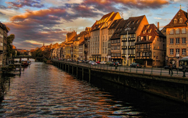 Обои картинки фото strasbourg, франция, города, страсбург, река, мост, дома