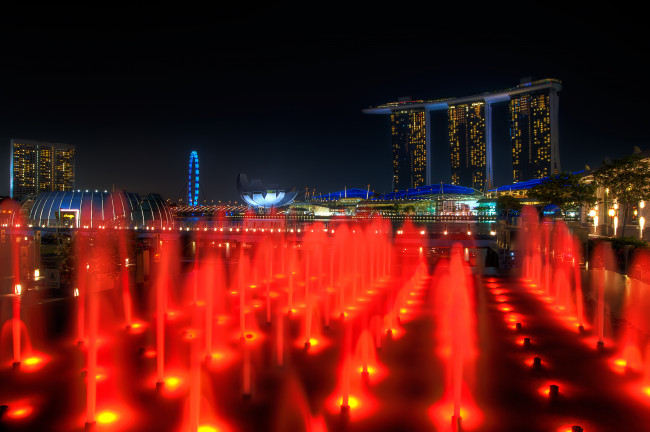 Обои картинки фото города, сингапур, фонтан
