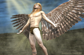Картинка 3д+графика ангел+ angel ангел крылья торс обнажён парень