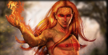 Картинка 3д+графика фантазия+ fantasy огонь парень рыжий