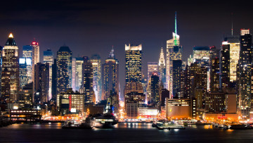 Картинка города нью-йорк+ сша ночь огни небоскребы