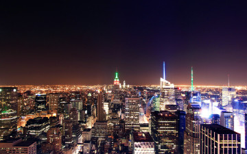 обоя города, нью-йорк , сша, ночь, небоскребы, огни