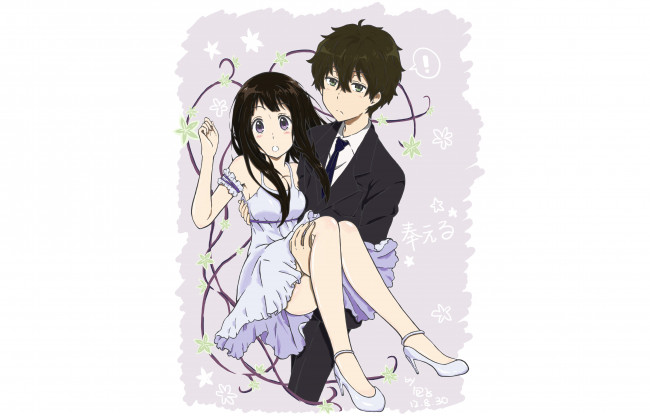 Обои картинки фото аниме, hyouka, персонажи, школьники