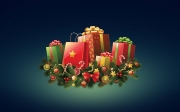 Картинка праздничные подарки+и+коробочки фон настроение праздник ветвь подарки минимализм зима новый год