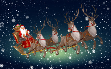 Картинка праздничные векторная+графика+ новый+год фон настроение праздник олени санта минимализм зима новый год сани снег дед мороз