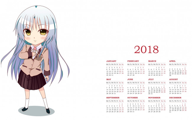 Обои картинки фото календари, аниме, девочка, 2018, взгляд