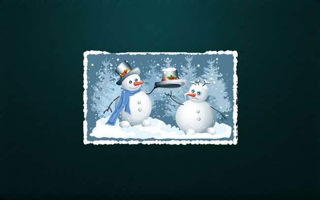 Обои картинки фото праздничные, векторная графика , новый год, мороз, фон, настроение, праздник, снеговики, открытка, минимализм, зима, новый, год, два, снеговик