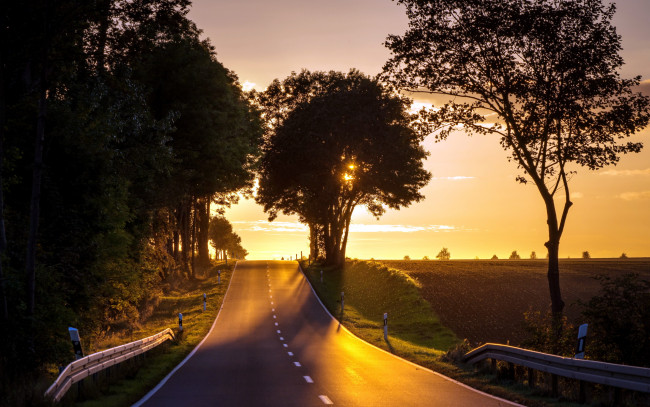 Обои картинки фото природа, дороги, закат, шоссе