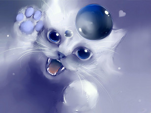 Картинка рисованные животные кот шарик