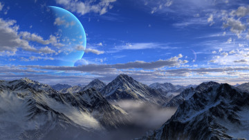 Картинка разное компьютерный дизайн горы планеты облака