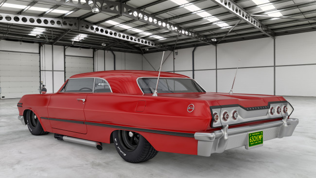 Обои картинки фото автомобили, 3д, chevrolet, impala, 1963