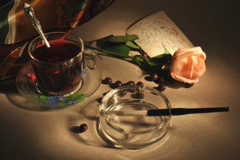 Картинка еда напитки +Чай мундштук чай роза открытка винтаж пепельница сигарета