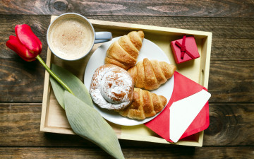 Картинка еда хлеб +выпечка круассаны кофе булочка