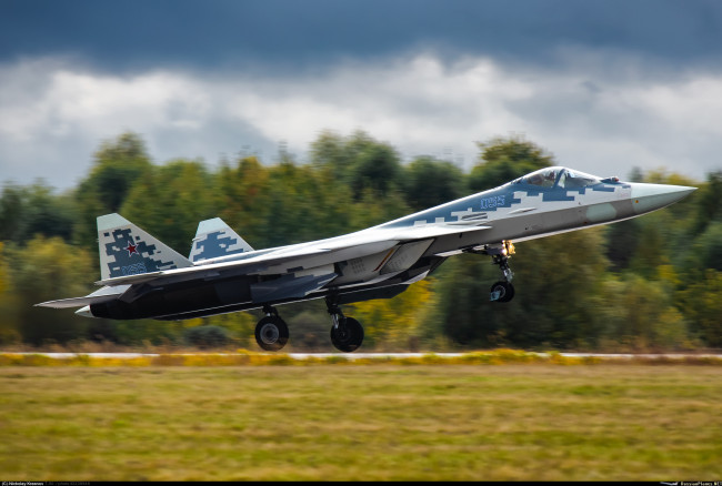 Обои картинки фото су-57, авиация, боевые самолёты, россия, боевые, самолеты, сухой, su-57, истребитель, ввс