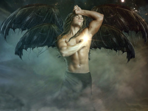 Картинка фэнтези ангелы мужчина фон крылья