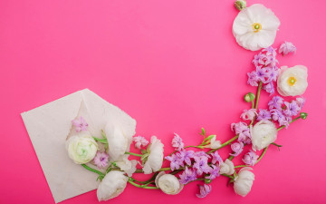 Картинка цветы разные+вместе ранункулюс гиацинт конверт