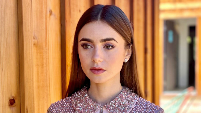 Обои картинки фото девушки, lily collins, шатенка, лицо